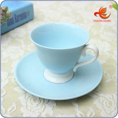 China chaozhou factory household blue tea cup and saucer